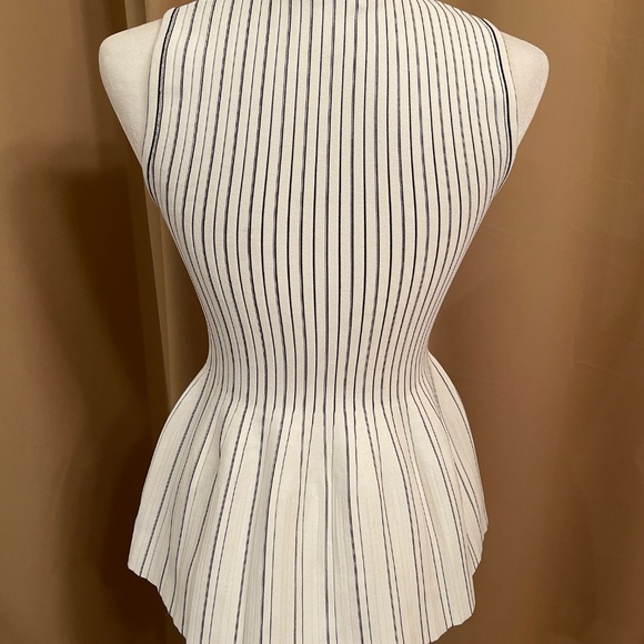 NWT!Theory White and Black Striped Peplum Tank, Top, Knit Size Petite Retail: $2 - Picture 13 of 16